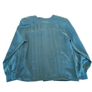 Graham &‎ Gunn Vintage Silk Blouse Pleated Front Emerald Green Size 8